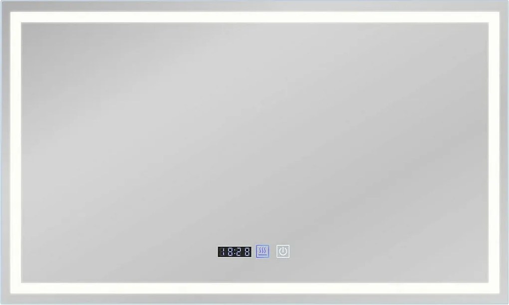 NETTLIFE Lustro łazienkowe podświetlane 100x60 cm LED, IP44 przełącznik dotykowy zegar z funkcją odmgławiania regulowane