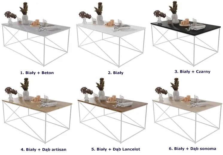 Prostokątna ława do salonu biały + beton R0-H61