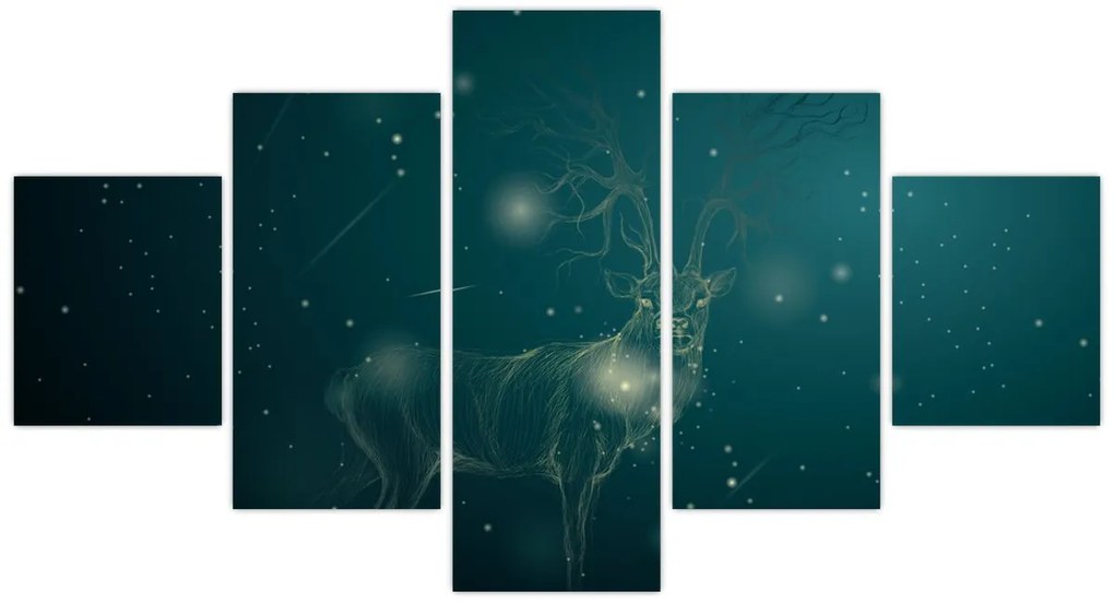 Obraz - Magiczny jeleń w nocy (125x70 cm)