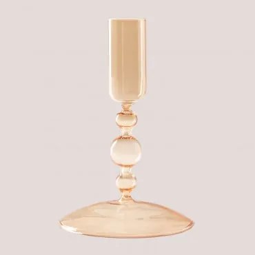 Świecznik Szklany Piana Pomarańczowy Mus Brzoskwiniowy - Sklum