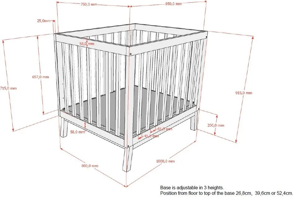 Brązowy kojec dla dzieci z litego drewna sosnowego 95x75 cm Sezane – Vipack