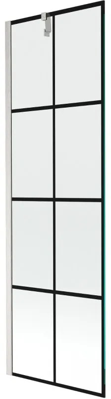 Mexen Next parawan nawannowy 1-skrzydłowy 60 x 150 cm, czarny wzór, nikiel szczotkowany - 895-060-000-00-77-97
