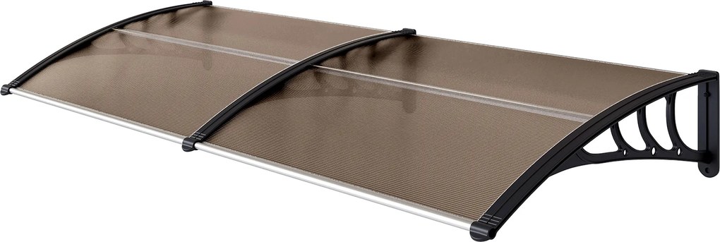 Outsunny Daszek Ochronny 75 x 195 x 23 cm UV i Wodoodporny Poliwęglan Brązowy | Aosom PL