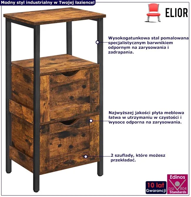 Szafka industrialna łazienkowa słupek z 2 szufladami H4-K16