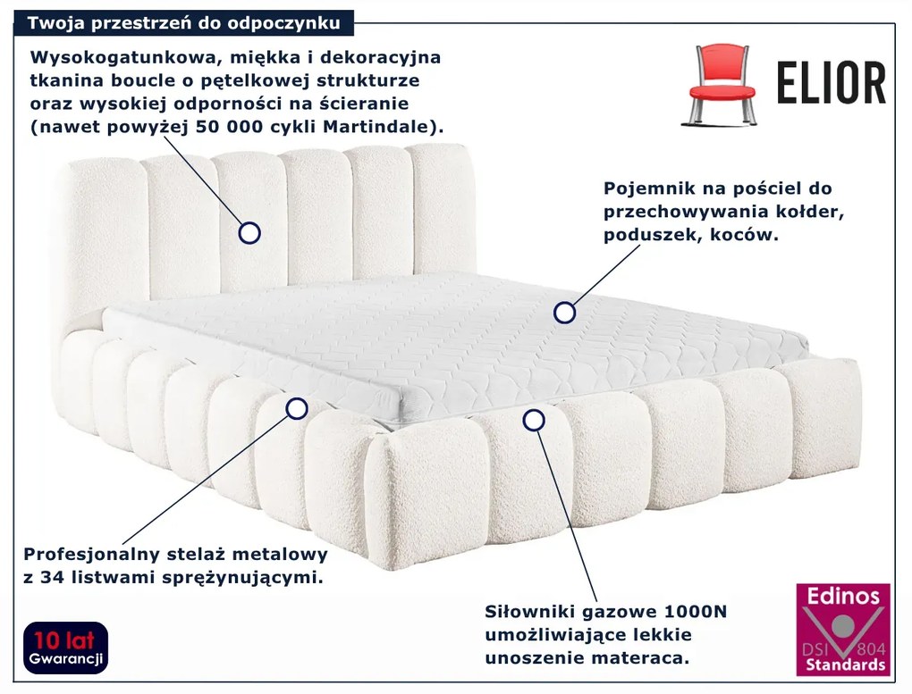 Białe łóżko tapicerowane chmurka W6-F98