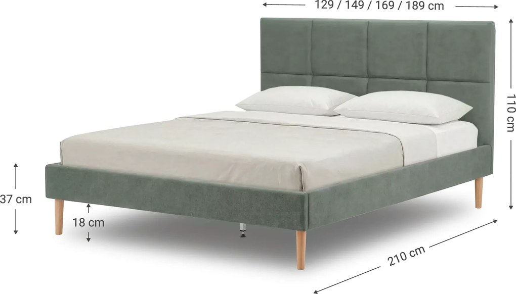 Łóżko E-Line Brik 140x200, Cloud 82 szary
