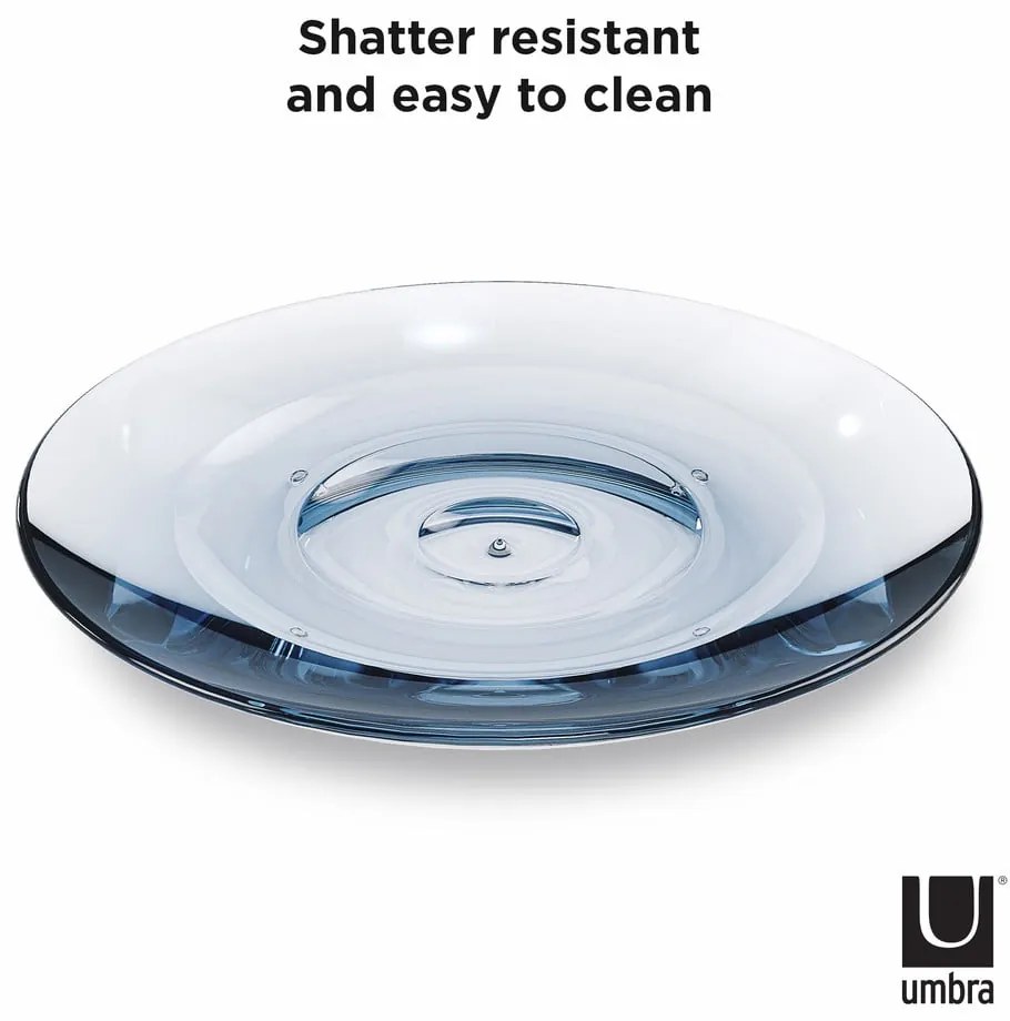 Niebieska plastikowa mydelniczka Droplet – Umbra
