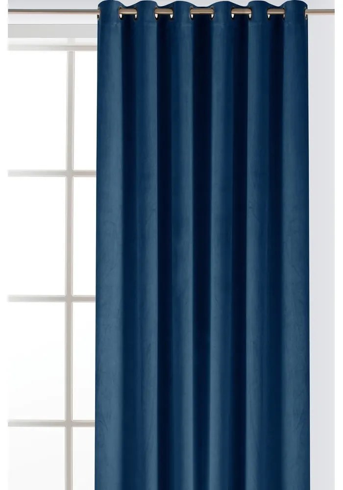 Niebieska aksamitna zasłona częściowo zaciemniająca (dimout) 400x175 cm Velto – Filumi