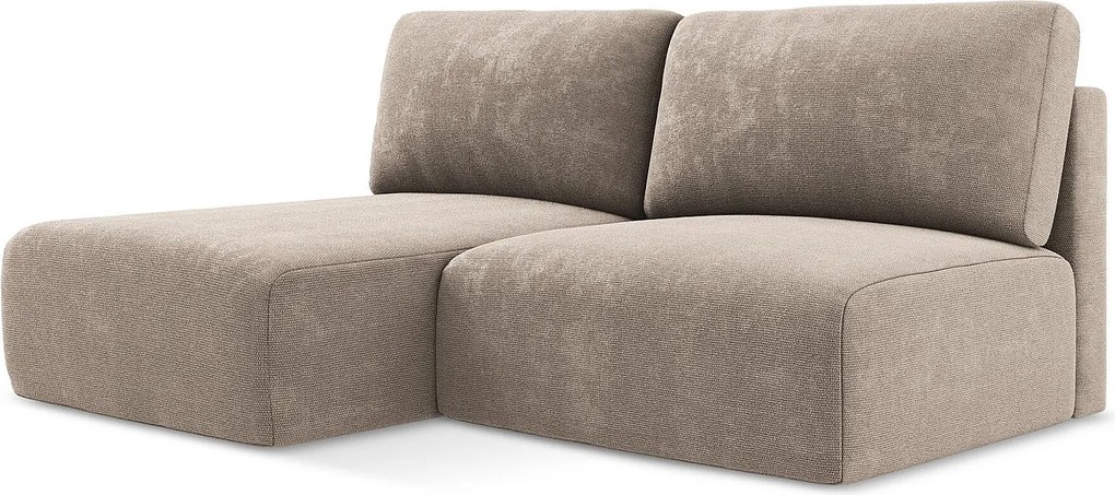 Otwarty Lewy narożnik z funkcją spania - z tkaniny szenilowej - ciemny beż - KONA