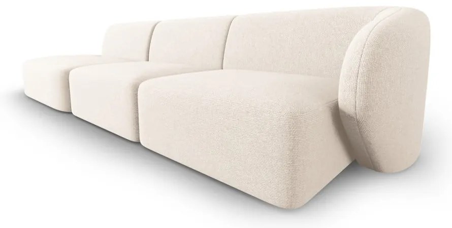 Beżowa sofa z tkaniny szenilowej prawostronna 311 cm Paolo – Milo Casa
