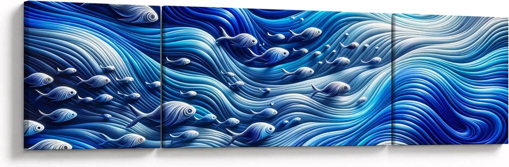 Obraz – Ryby w falach (170x50 cm)