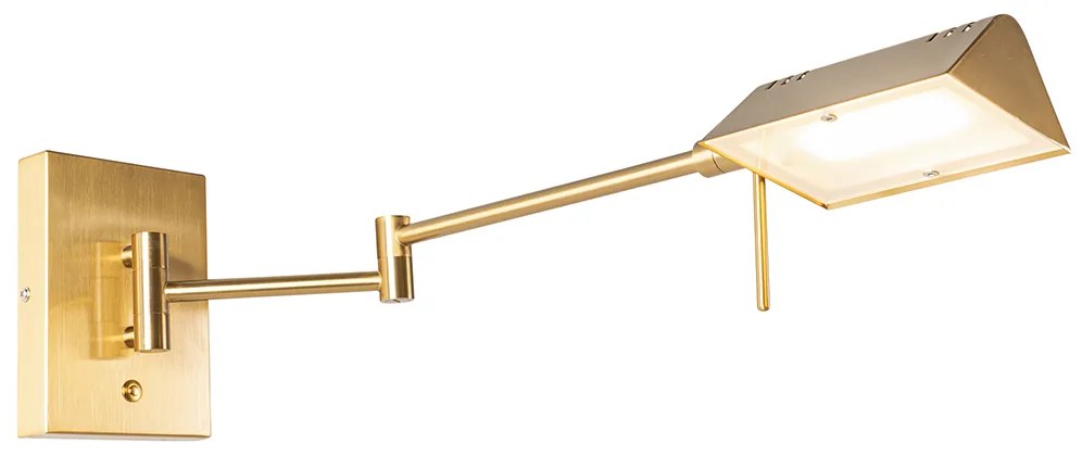Designerska lampa ścienna mosiądz z wbudowanym ściemnianym LED - Notia