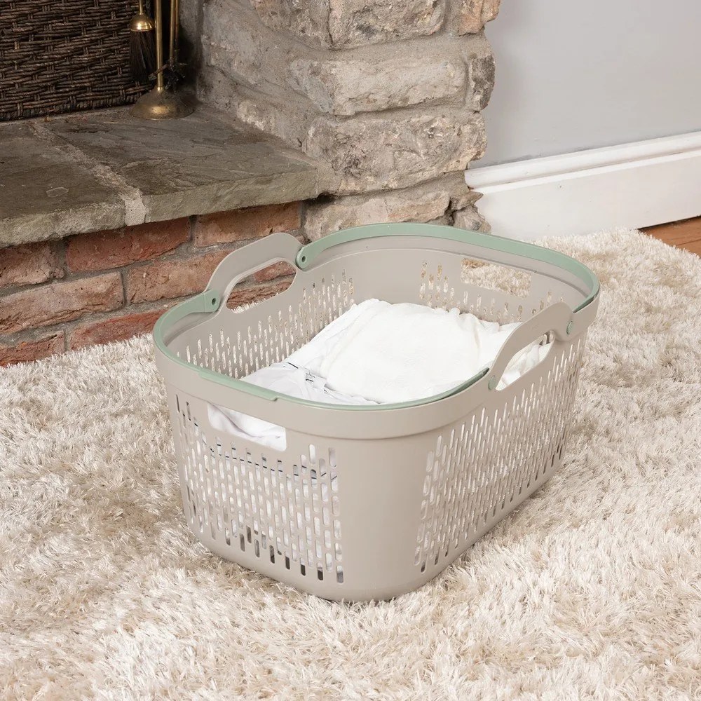 Jasnobrązowy plastikowy kosz na pranie 45 l – Addis