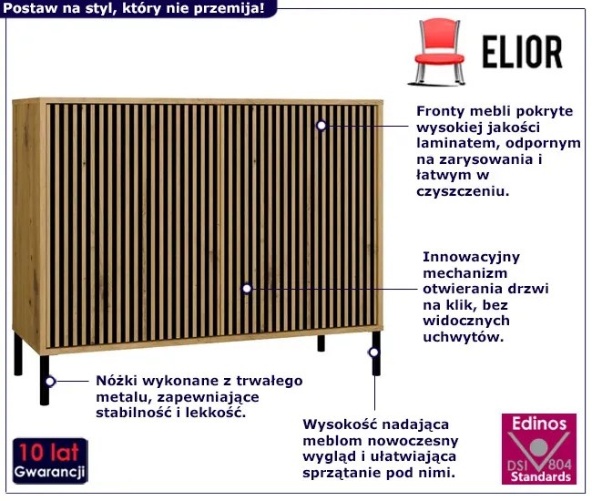 Komoda na nóżkach z lamelami dąb artisan C7-D31