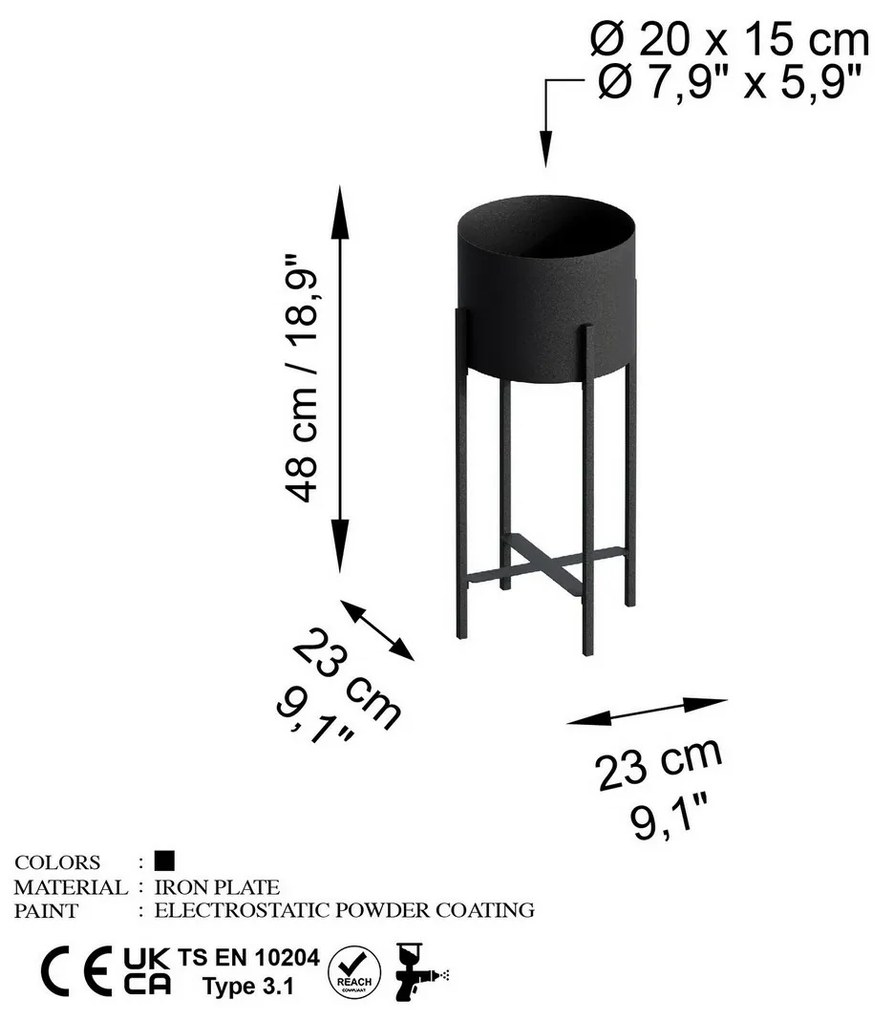 Metalowy stojak na kwiaty GED-026, Mono black