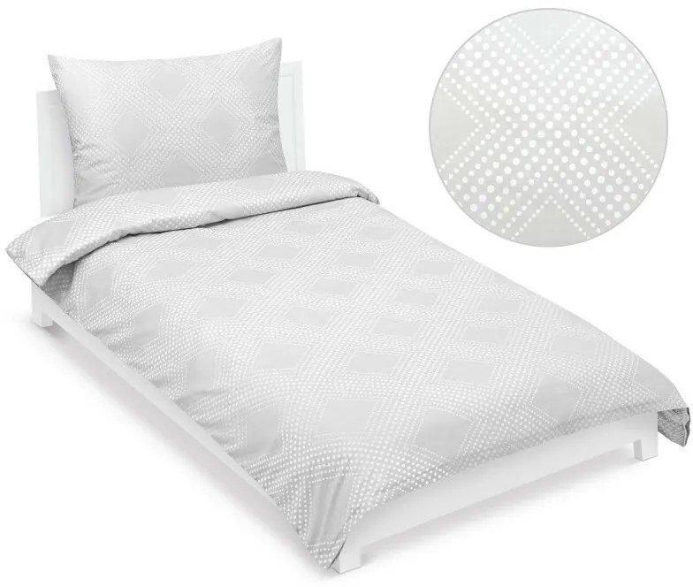 Bellatex Satynowa pościel Linie biała, 140 x 220cm, 70 x 90 cm, 140 x 220 cm, 70 x 90 cm