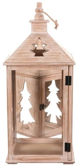 Zestaw latarni drewnianych Choinka, 2 szt., naturalny
