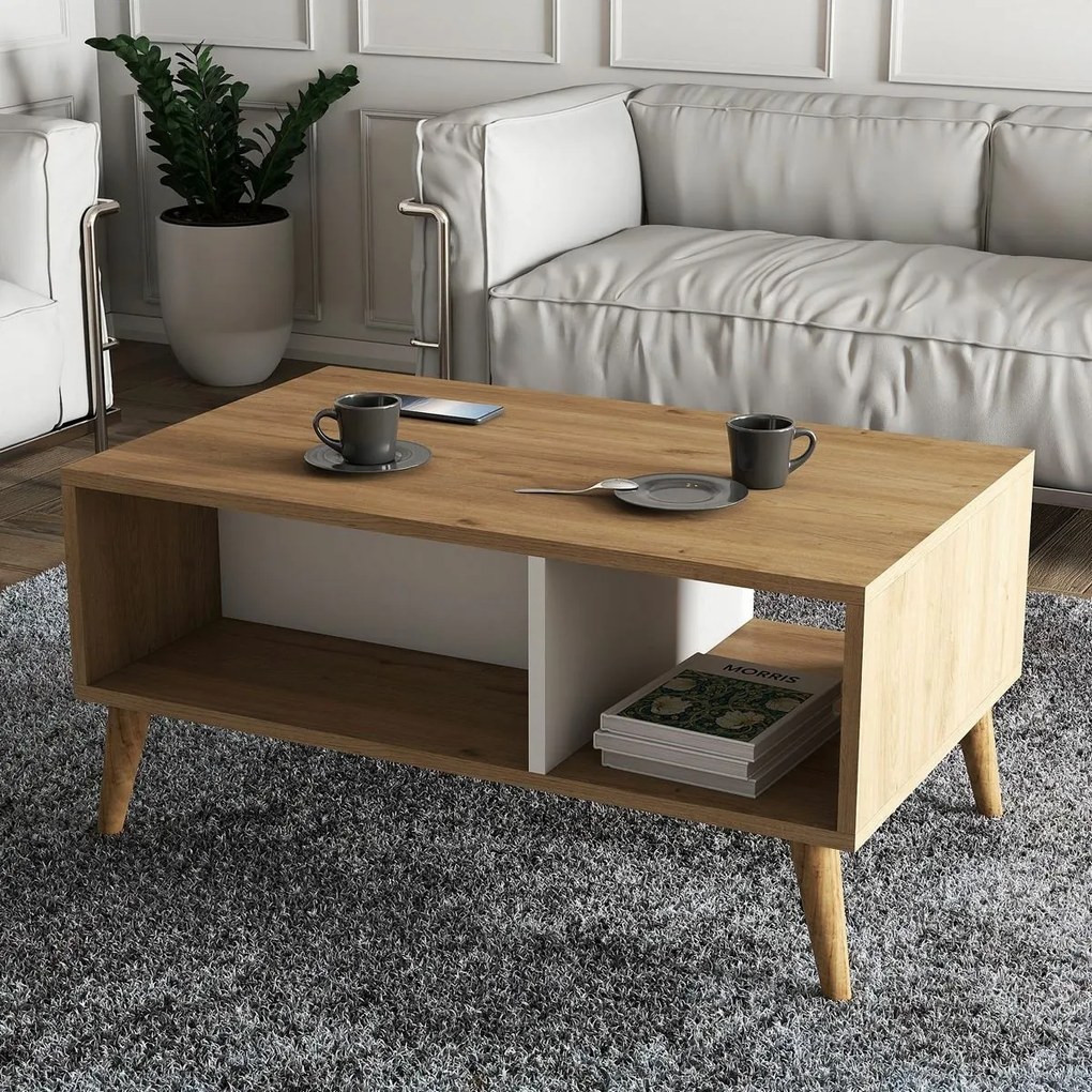 Stolik konferencyjny Exxen Oak and White