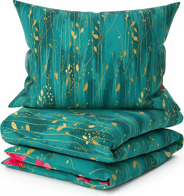 PrzytulneMieszkanie.pl PrzytulneMieszkanie.pl Bawełniana pościel VIVIDELLE POLY zielona Rozmiar pościeli: 2 szt 70 x 90 cm | 200 x 220 cm