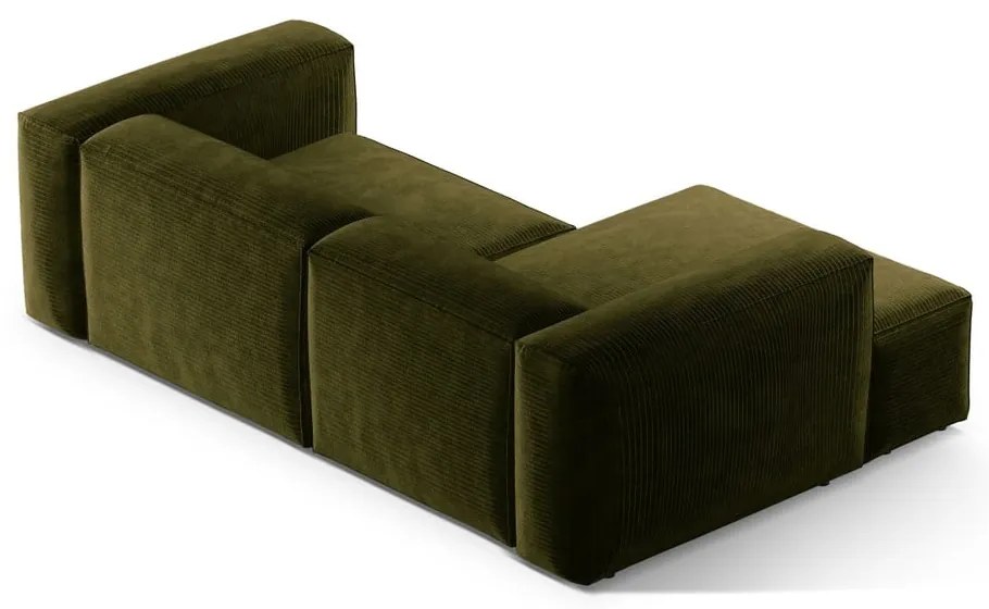 Zielony sztruksowy narożnik (lewostronny/z szezlongiem) Bergamo – Cosmopolitan Design