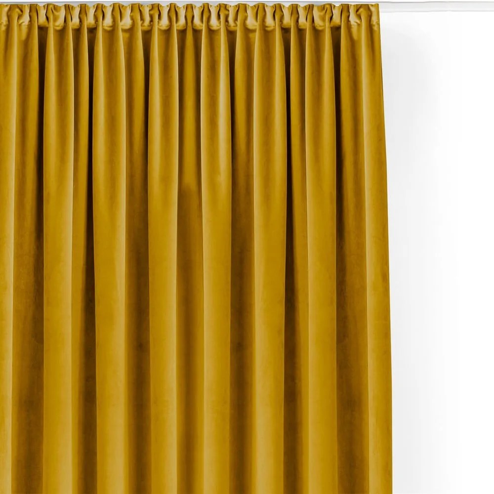 Musztardowa aksamitna zasłona częściowo zaciemniająca (dimout) 200x270 cm Velto – Filumi