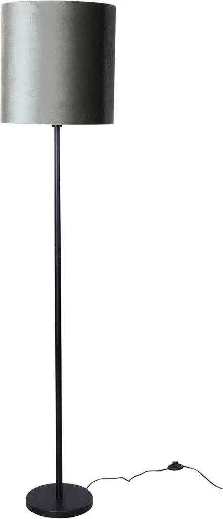 Lampa podłogowa czarna z zielonym aksamitnym abażurem 40 cm - Simplo