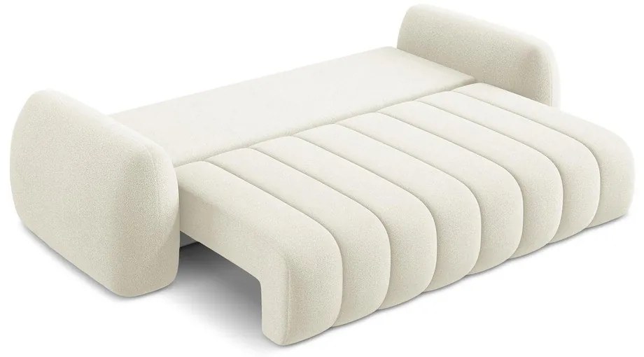 Beżowa sofa rozkładana z materiału bouclé ze schowkiem 266 cm Pele – Makamii