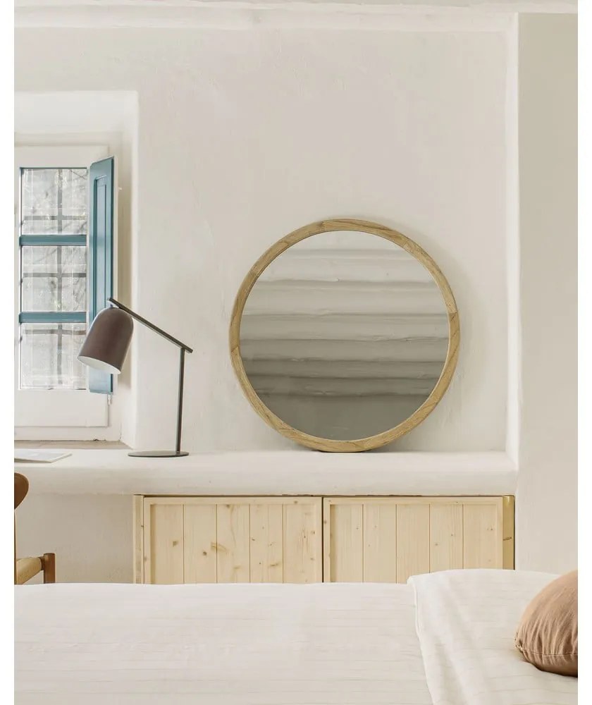 Lustro ścienne z drewnianą ramą ø 80 cm Alum – Kave Home
