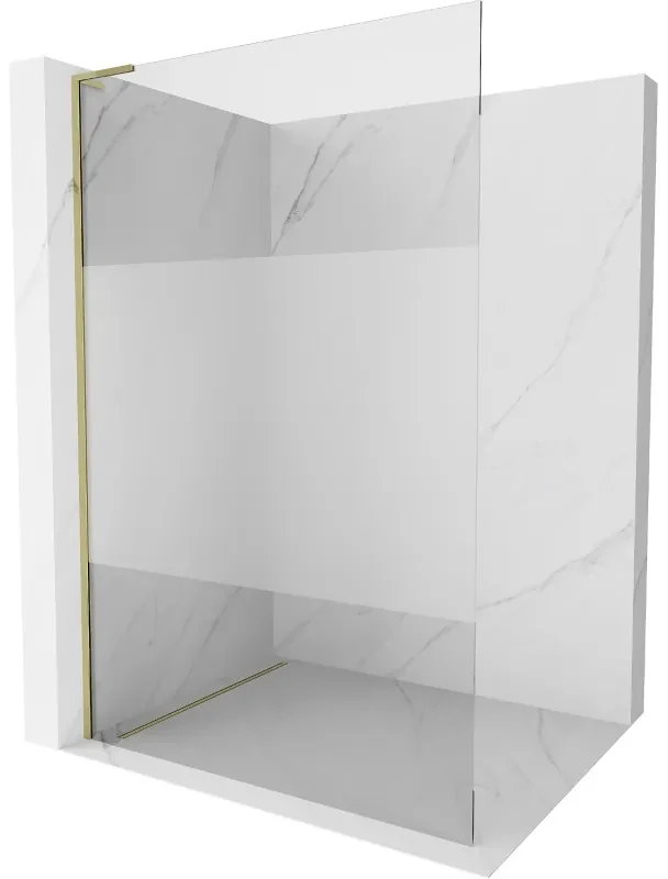 Mexen Kioto L ścianka prysznicowa Walk-in 120 x 200 cm, transparent/szron, złota - 800-120-103-50-35