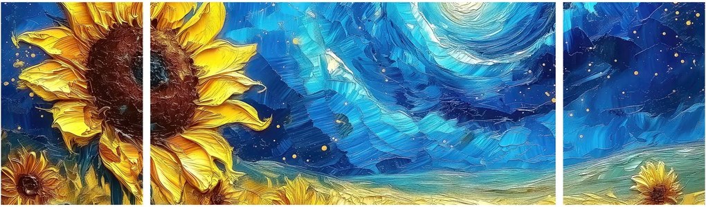 Obraz - Malowanie słoneczników (170x50 cm)