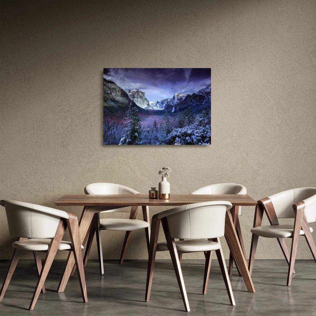 Obraz na szkle - zimowy górski krajobraz (70x50 cm)
