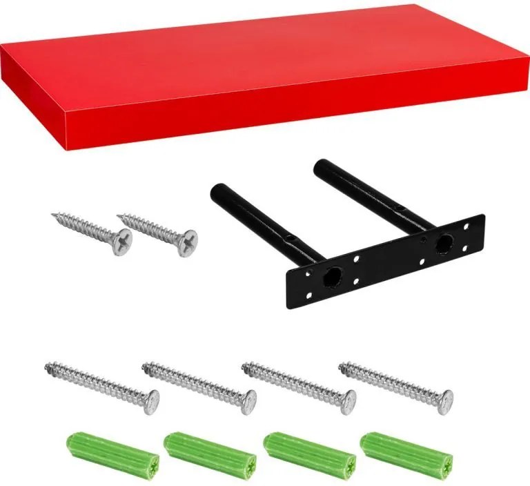 Półka ścienna Stylist Volato, 40 cm, czerwony połysk