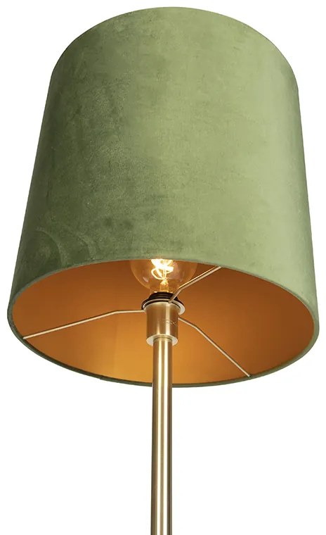 Lampa podłogowa Botaniczna mosiądz z zielonym abażurem 40 cm - Simplo Nowoczesny Oswietlenie wewnetrzne