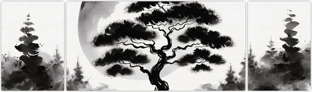 Obraz – Czarno-biały bonsai (170x50 cm)