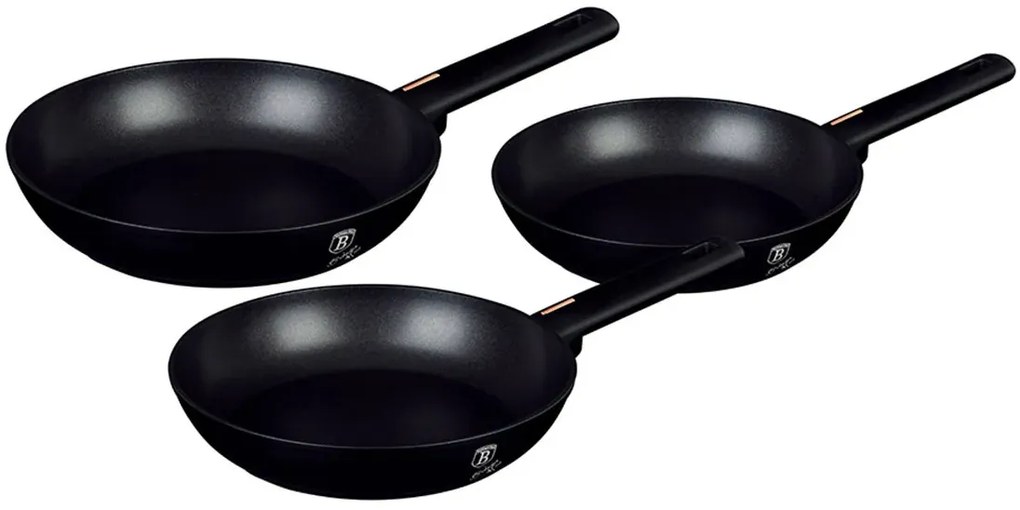Komplet 3 tytanowych patelni na indukcję połysk T5-R81