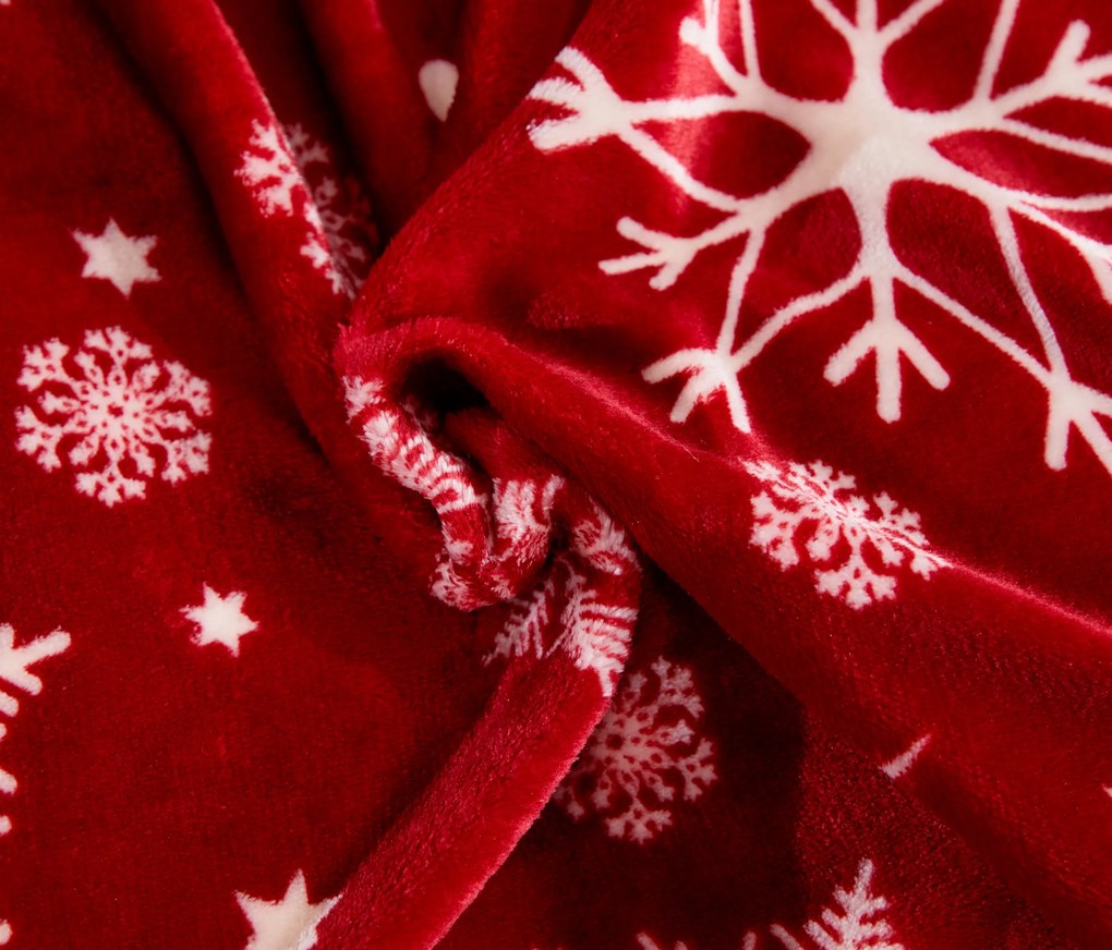 PrzytulneMieszkanie.pl PrzytulneMieszkanie.pl Pościel z mikropluszu SNOWFALL czerwona Rozmiar pościeli: 80 x 80 cm | 135 x 200 cm