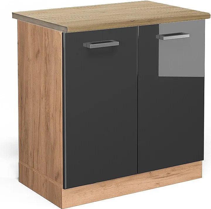 Szafka pod zlew antracyt wysoki połysk 80x60x81.6 r-line