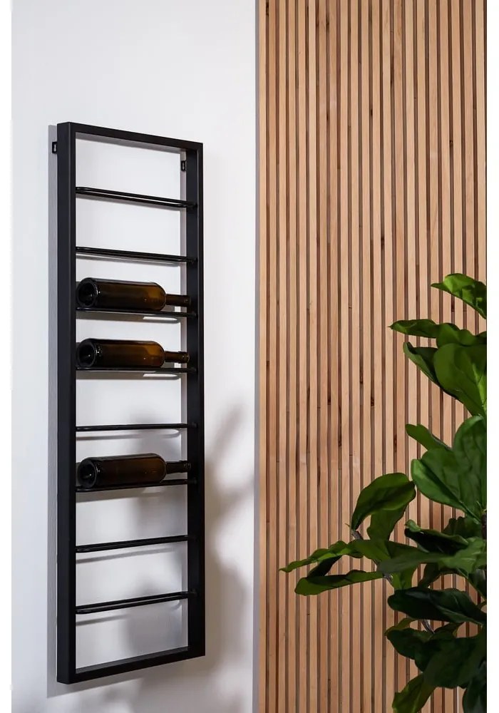 Czarny wiszący metalowy regał na wino 42x120x6 cm Macaben – Light & Living