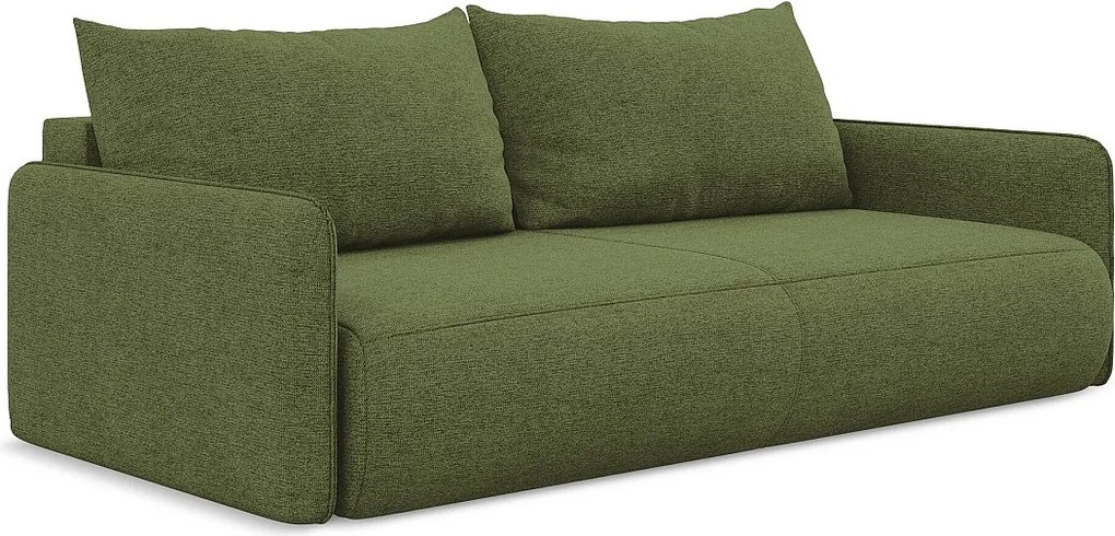 Kanapa 3-osobowa z funkcją spania - z tkaniny szenilowej - butelkowa zieleń - NANEA