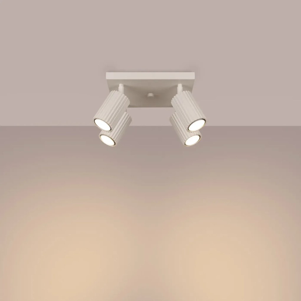 Plafon czteropunktowy KARBON 4 beżowy kwadratowy SOLLUX  LIGHTING