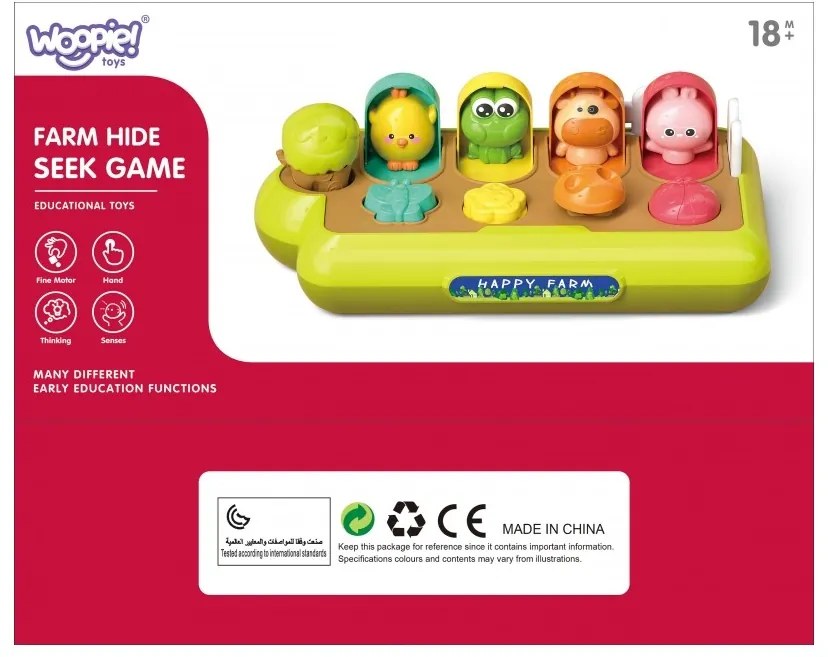 Woopie baby zabawka edukacyjna wyskakujące zwierzątka szczęśliwa farma pop-up