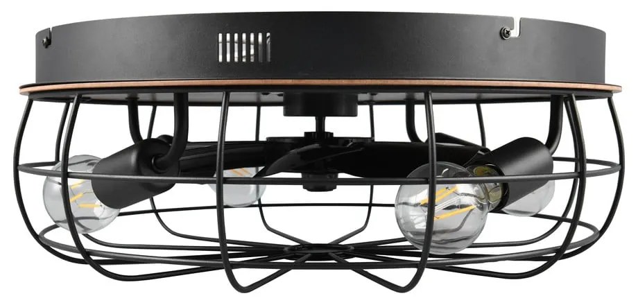 Lampa sufitowa ze zdalnym sterowaniem/z wentylatorem w kolorze matowej czerni/brązowa Trondheim – Reality