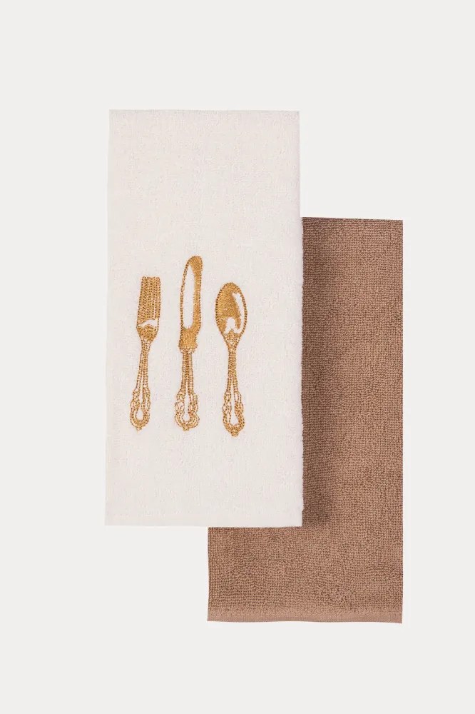 Ręczniki kuchenne HOME, 2 szt Kremowy / Mustard Zestaw (2szt., 40x60 cm)
