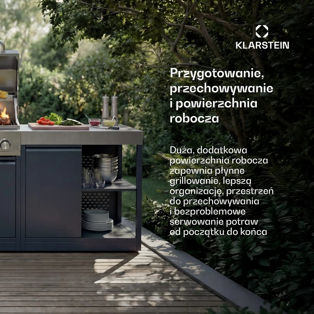 Klarstein WaldChef Wodoodporna Blat Szafka do Kuchni Ogrodowej Antracyt