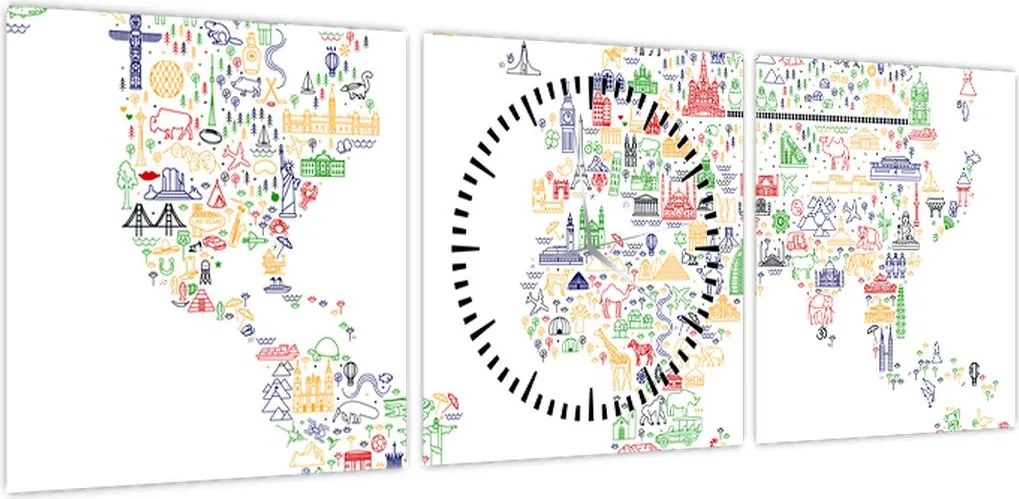 Obraz - Mapa obrazu (z zegarem) (90x30 cm)