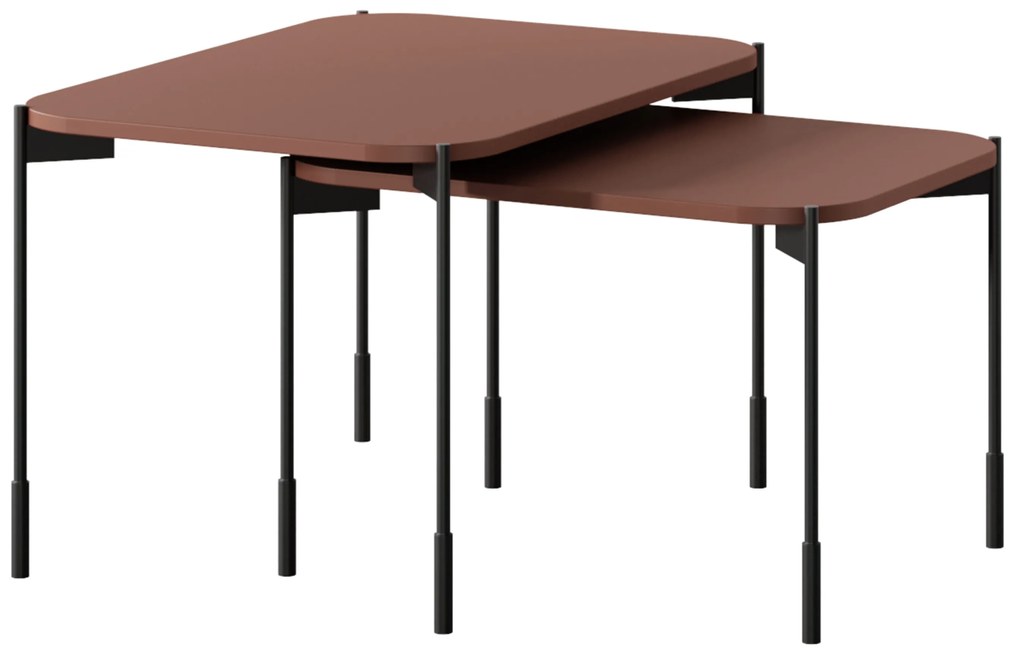 Stolik kawowy Sonatia 70 cm prostokątny na metalowych nogach - burgund