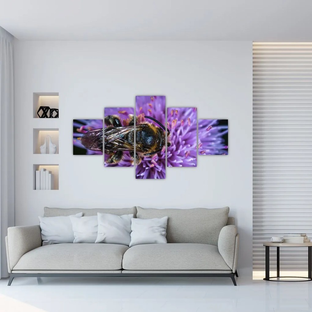 Obraz pszczoły na kwiatku (125x70 cm)