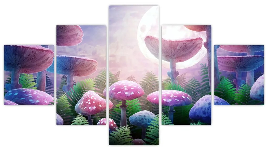Obraz - Grzyby w pełni księżyca, grafika (125x70 cm)