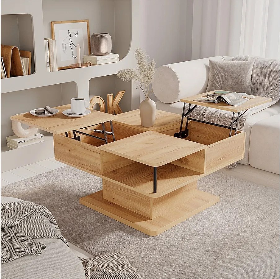 Stolik kawowy złoty dąb energetyczny 80x45x80 movira