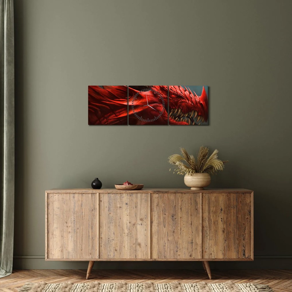 Obraz - Smok (z zegarem) (90x30 cm)